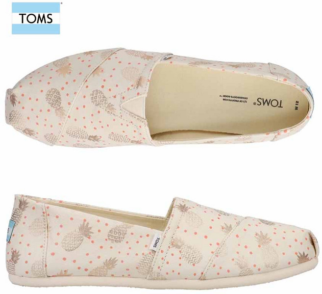 탐스 알파가타 그래픽 여성 슬립온 캔버스 플랫슈즈