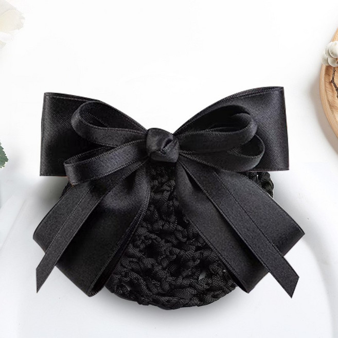 샤샤벨 레이어드 리본 고급 헤어망 여성 간호사 망사 리본핀 머리망