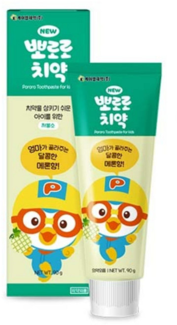 뽀로로 뉴 어린이 치약 메론향, 90g, 16개