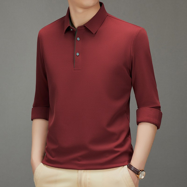 Luspirez 중년남성 비스코스 긴팔 카라티셔츠 골프웨어