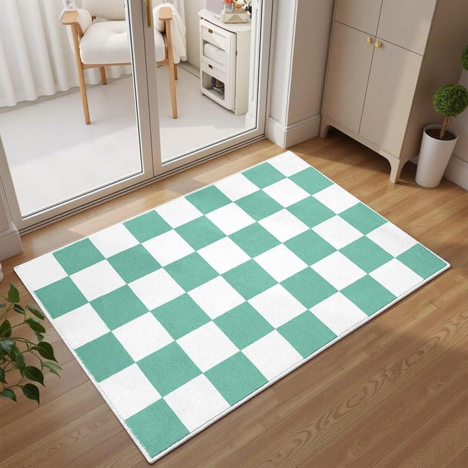 Terrug Multicolo레드 Geometric 체크패턴e레드 Rug for Living Room 5x7 Area Rugs Washable with Non Slip Bed