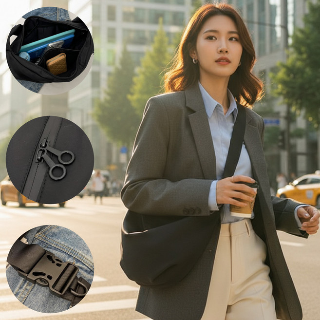 드리지앤 가벼운 반달 보부상 크로스백 호보 만두 숄더백 슬링백