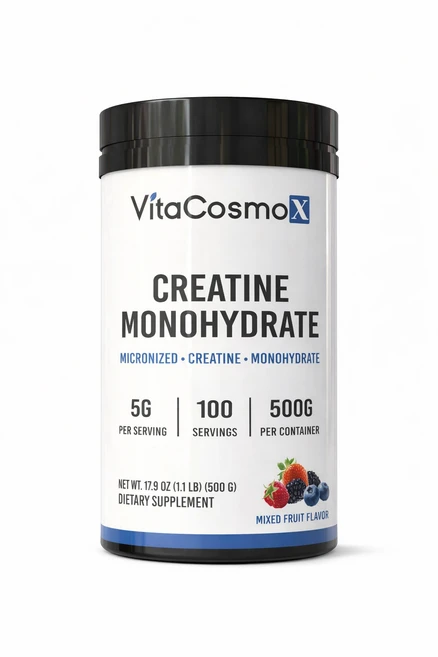 신제품 VitaCosmoX 비타코스모 마이크로나이즈드 크레아틴 모노하이드레이트 (혼합과일맛 분말), 500g, 1개 - 쿠팡