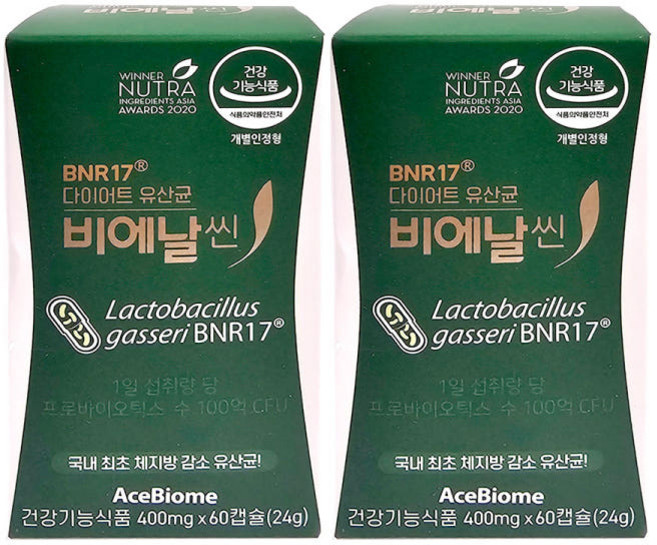 다이어트 유산균 비에날씬 BNR17 60캡슐 2개월(2개) 모유유래