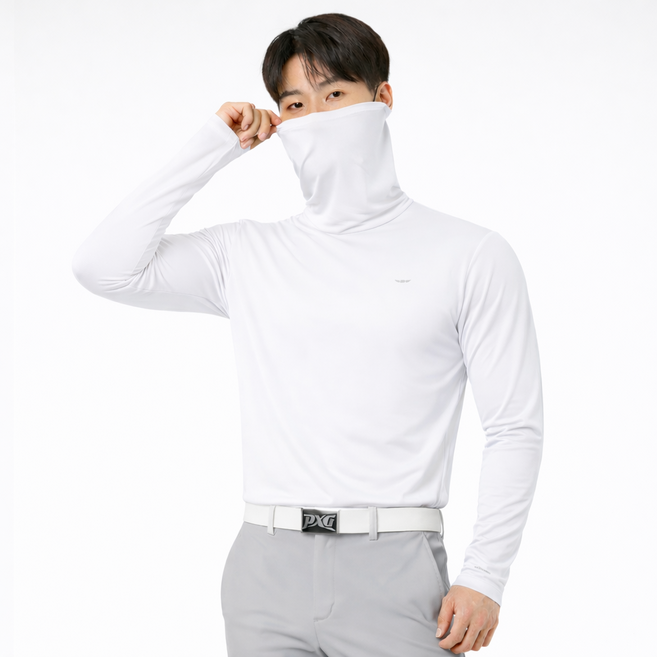 아소트 스포츠 아웃도어 프리미엄 골프이너 쿨링 남성 마스크 일체형 긴팔 티셔츠