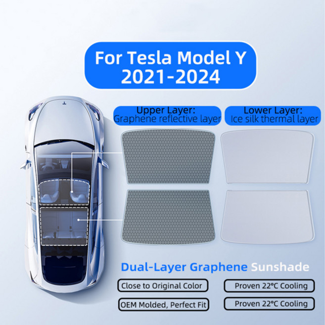LED전구 Tesla Model 3 Y 2021-2025 하이랜드 주니퍼 썬 쉐이드 유리 지붕 차양 어닝 캐노피 그래핀 벌집 전면 후면 선 루프 채광창, [01] Model Y 2021-24
