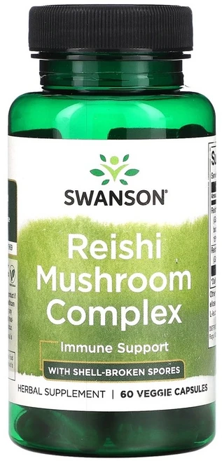 스완슨 영지버섯 복합체 껍질 포자 함유 60 베지캡슐, 1개, 60정 - 쿠팡