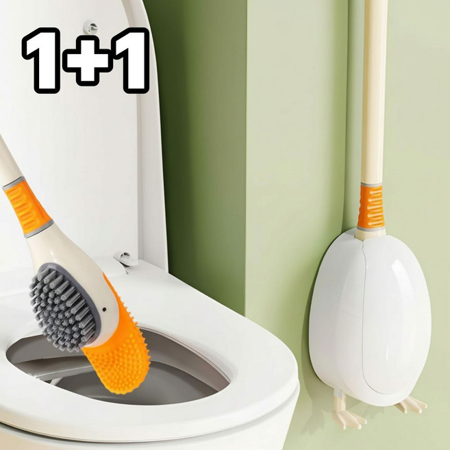 실리콘 오리 청소솔 거치형 벽걸이형 1+1, 2개, 화이트