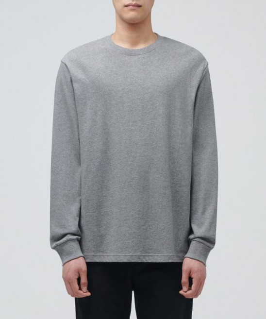 무신사 스탠다드 크루 넥 긴소매 티셔츠 멜란지 그레이 499243