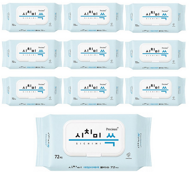 시치미 병풀시카 플러스 물티슈 캡형, 10개, 72매, 70g
