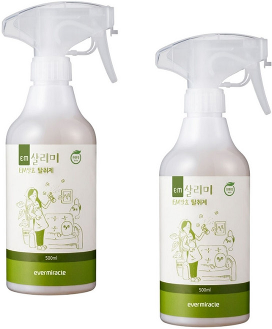 EM 친환경탈취제2개(500ml) 냄새제거 실내공간 냉장고 에어컨 침구류 이불 옷 신발장 악취제거, 500ml, 2개