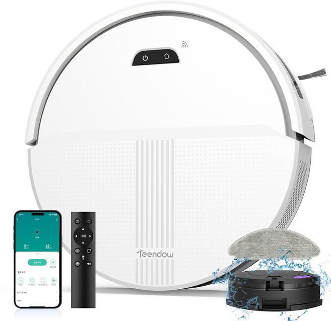 2026년형 틴도우 물걸레 로봇청소기+물걸레 패드*2+필터*2+사이드 브러시*4+1년보증 T12S, 화이트