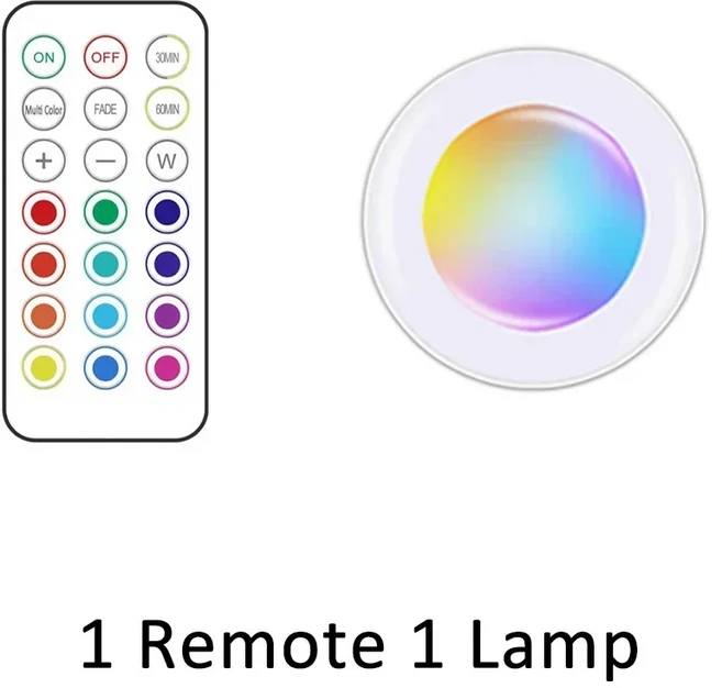 원격 제어와 캐비닛 조명 아래 LED 부엌 침실 옷장 카운터 복도에 대 한 무선 RGB 색상 변경 밤 빛, 04 1 lamp white, 1개