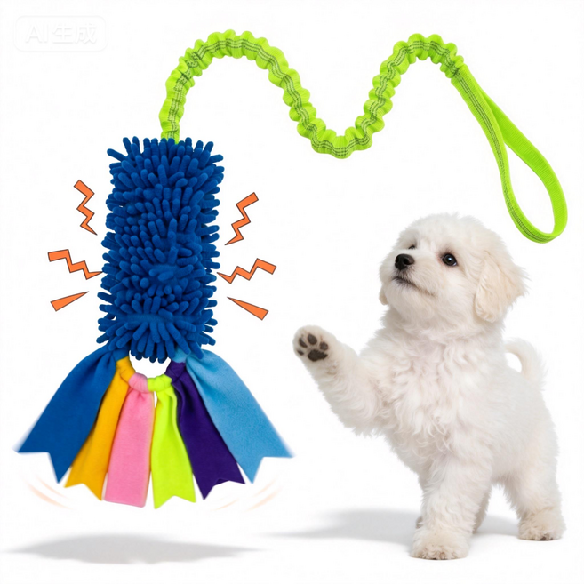 강아지 이갈이 삑삑이 번지 터그놀이 장난감, 1개, 파란색