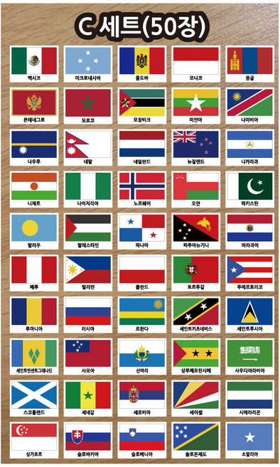 세계국기스티커 50장 1세트 캐리어 스티커, 1개, C세트(50장)