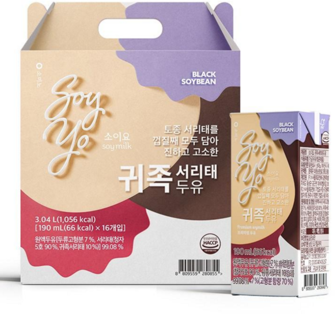 소미노 소이요 귀족서리태두유, 16개, 190ml