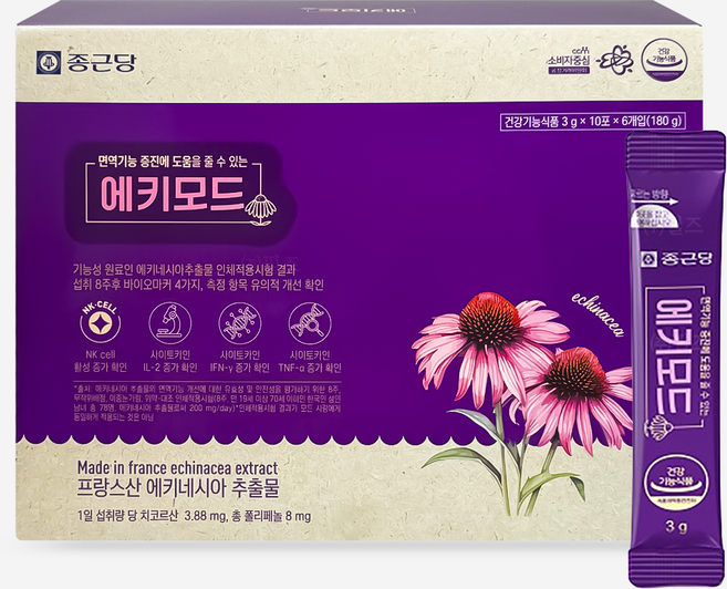 에키모드 30포 에키네시아 추출물 면역기능 증진 도움, 1박스, 60회분