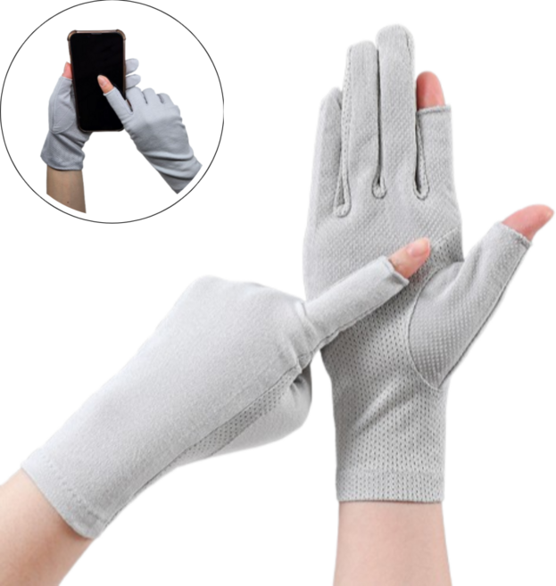 해피쇼핑 자외선차단장갑 여성 운전용 러닝 스포츠 햇빛차단 여름 메쉬 장갑, 그레이, 1개