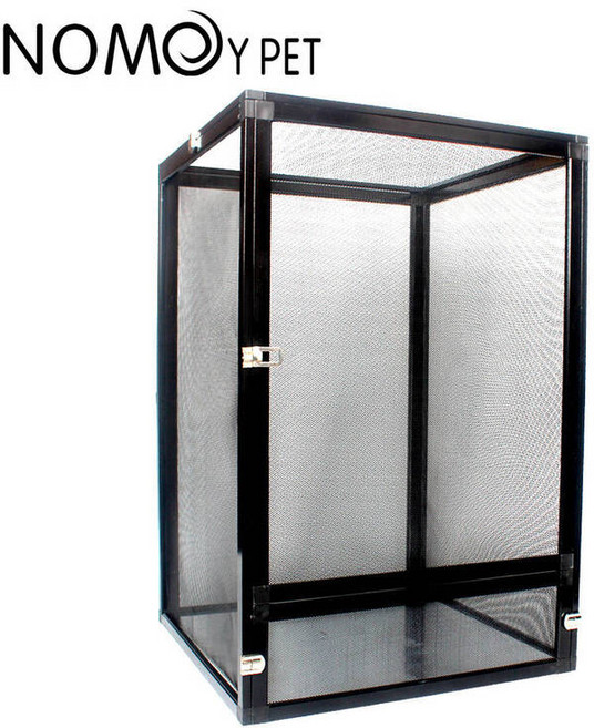 파충류 사육장 케이지 분리형 테라리움 서식지 탱크 알루미늄 에어 스크린 커버 포함 열대 우림 도마뱀 카멜레온, 옵션02) Black-mini, 1개