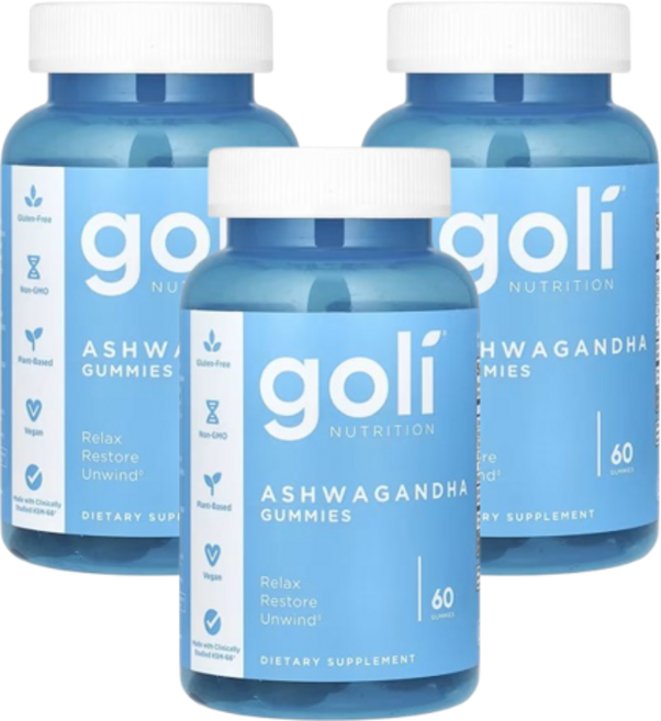 3개 Goli 골리 Ashwagandha 아슈와간다 아쉬와간다 아쉬아간다 300mg 구미젤리 60정