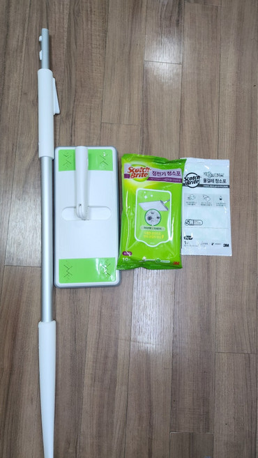 3M 스카치브라이트 올터치 막대걸레 표준형 더블액션 정전기10매+물걸레청소포1매 밀대 세트, 정전기 40매 + 물걸레 1매