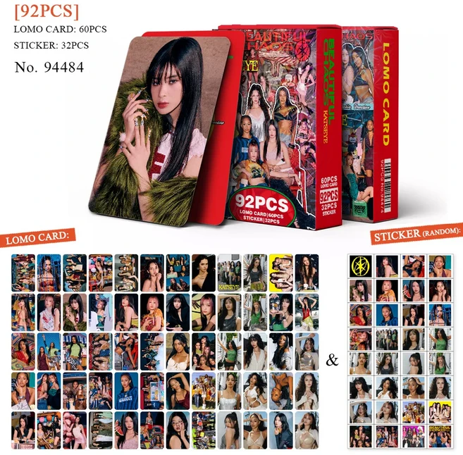 92pcs Kpop KATSEYE CHAOS 앨범 카드 스티커 Daniela Lara Megan 패션 컨셉 사진 DIY 팔로워를위한 선물, 01 92Pcs KATSEYE