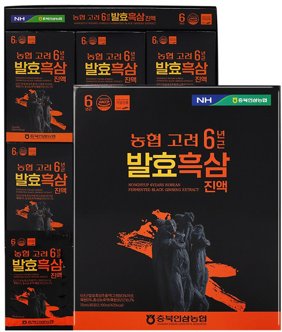 충북인삼농협 고려 6년근 발효흑삼 진액 70mlx30포 2BOX, 2.1L, 2개
