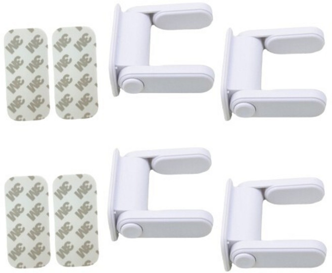 피유스 안전 문고리 잠금장치, 4개, 화이트