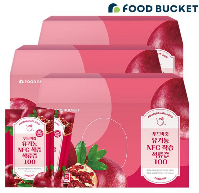 푸드버킷 NFC착즙 유기농 석류즙, 90개, 70ml