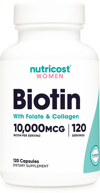 뉴트리코스트 우먼 비오틴 10000mcg 엽산 & 콜라겐 캡슐, 1개, 120정