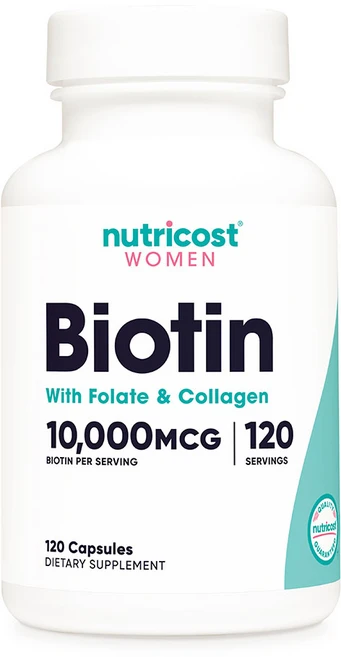 뉴트리코스트 우먼 비오틴 10000mcg 엽산 & 콜라겐 캡슐, 1개, 120정 - 쿠팡