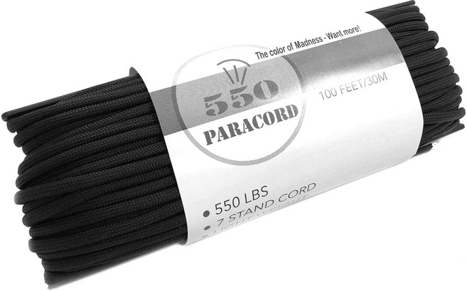 550 LBS 7芯傘繩, 黑, 1個