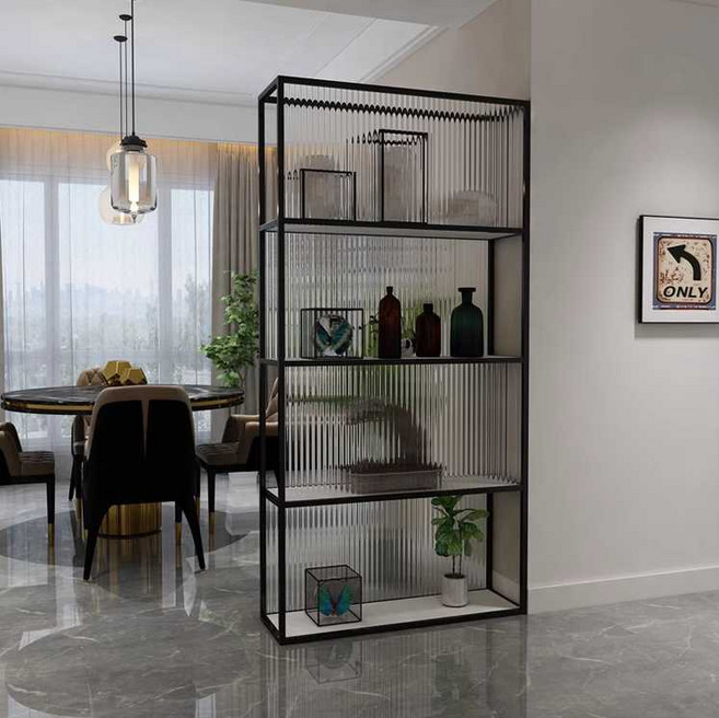 반투명 파티션선반 거실 불투명 유리 파티션 사무실, 블랙 100x30x200