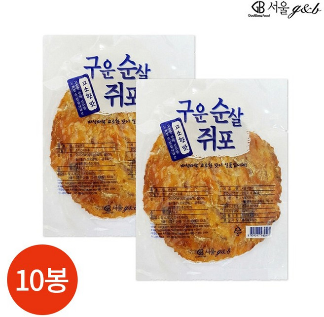 서울지앤이 구운 순살 쥐포, 36g, 10개