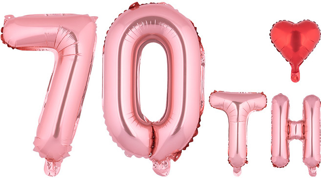 아트포유 10주년 환갑 칠순 기념일 풍선 세트 5P, 1개, 핑크 골드 70TH