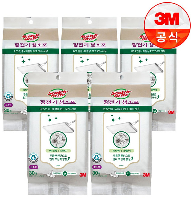 3M 정전기 청소포 표준형 30매, 5개