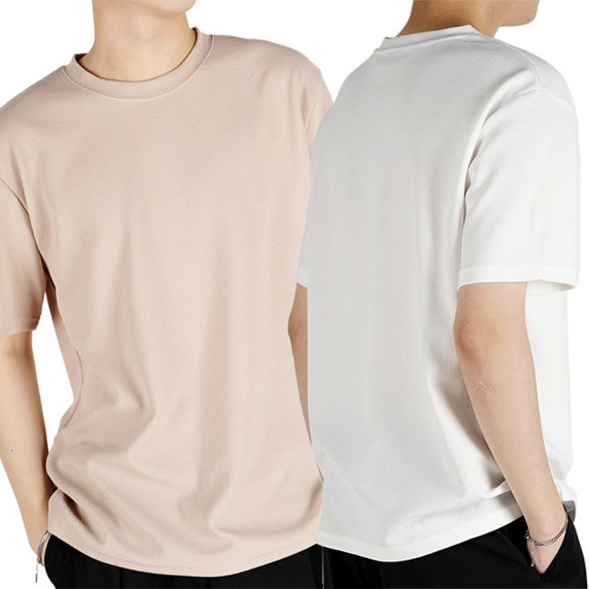 어니스트오퍼 1+1 링클 프리 스판 오버핏 반팔 티셔츠 RK-HOTE00211