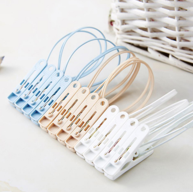 플랫28 플라스틱 고리집게 수세미 고무장갑 집게걸이 빨래집게 12개
