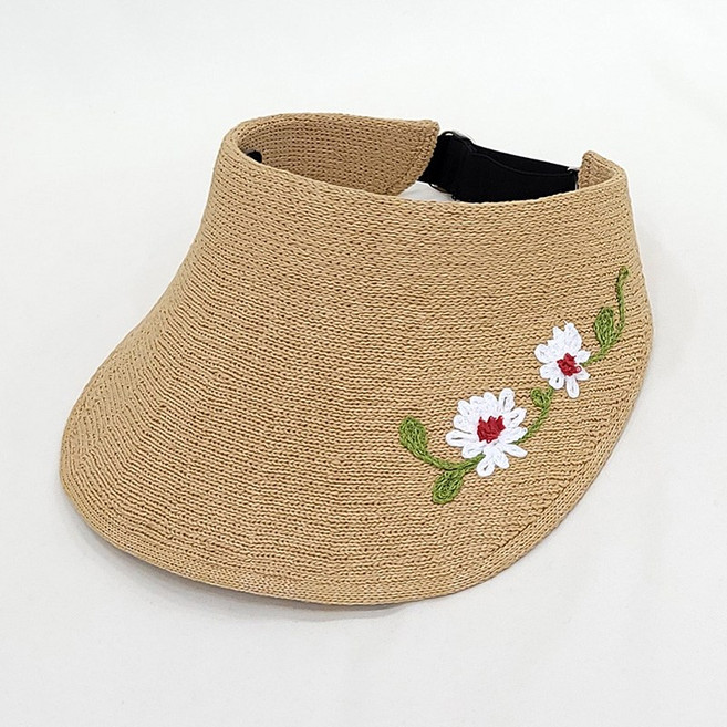 썬캡 썬바이저 햇빛차단 밀짚 라탄 자수 모자