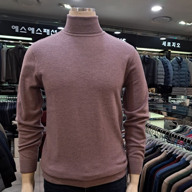 세르지오 에스에스패션 남성 캐주얼 겨울 레이어드하여 연출하기좋은 완벽한 보온력 고급울 100% 목폴라 니트 티셔츠