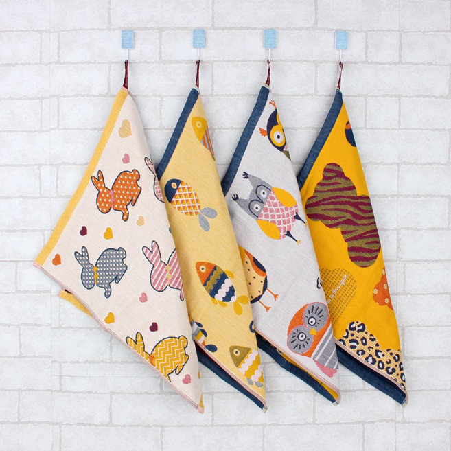 휴니프 일러스트 어린이집 고리수건 핸드 타올 주방수건, 부엉이, 1개