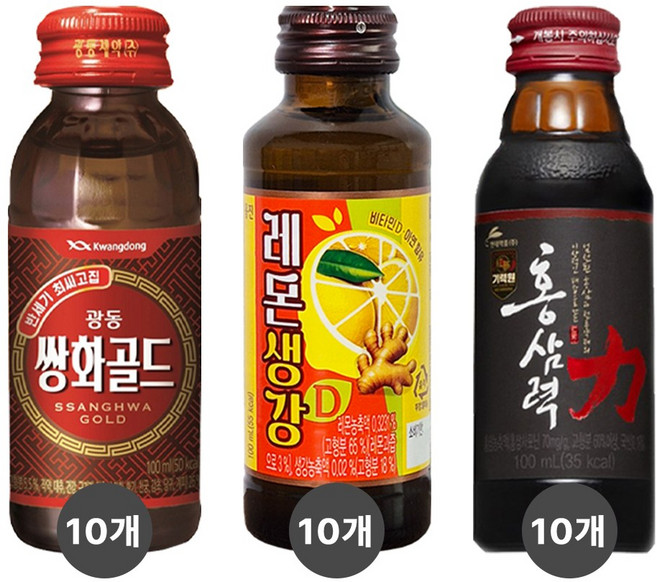 쌍화골드 + 레몬생강D + 홍삼력 각10병씩 100mL 총 30병