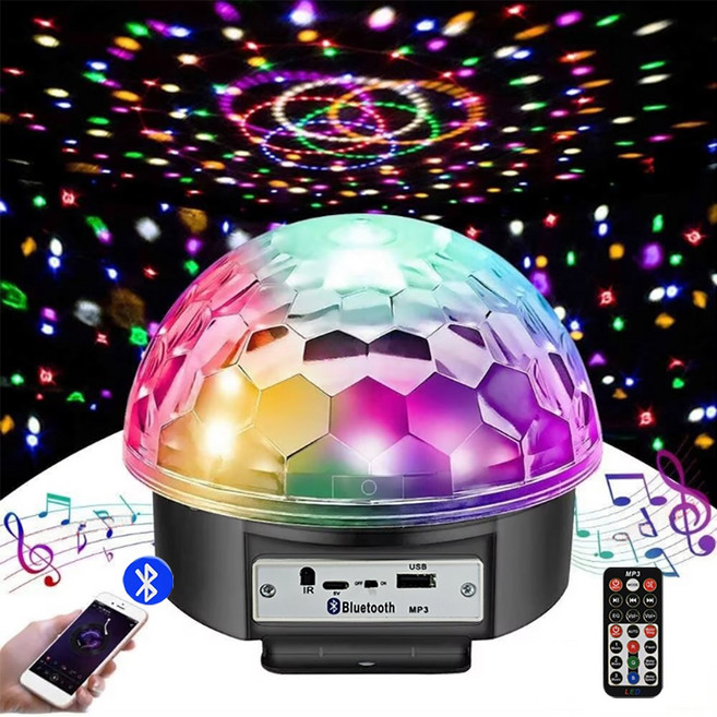 블루투스 스피커 내장 충전식 LED미러볼 6칼라 USB 음향센서내장, 충전식LED미러볼