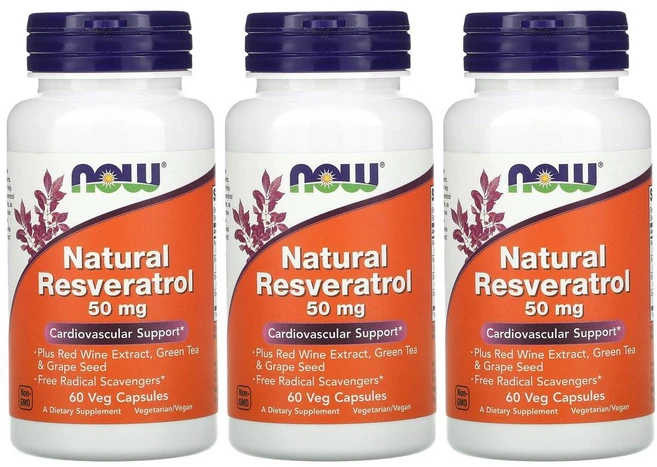[2+1] NOW Foods 나우푸드 내추럴 천연 레스베라트롤 50mg 60정 식물성캡슐 Natural Resveratrol 녹차 포도씨 적포도주 폴리페놀 카테킨 3개, 1개 - 쿠팡