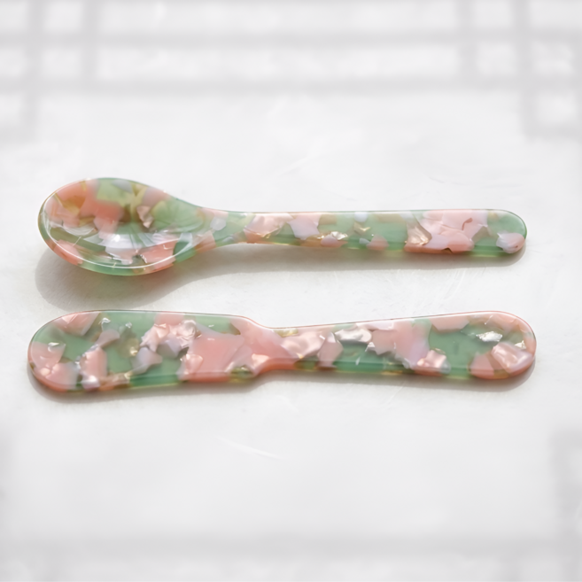 디얼리 3색 자개 커트러리 티스푼 버터나이프 2p 세트, 티스푼+버터나이프, 옐로우, 1세트