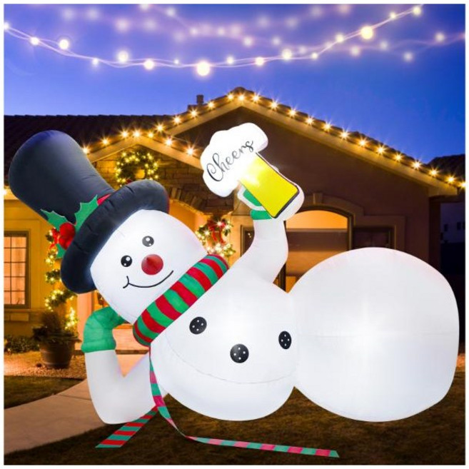 裝飾燈大師 聖誕雪人系列拱門 110V插電自動充氣, 充氣-躺著的雪人, 1個