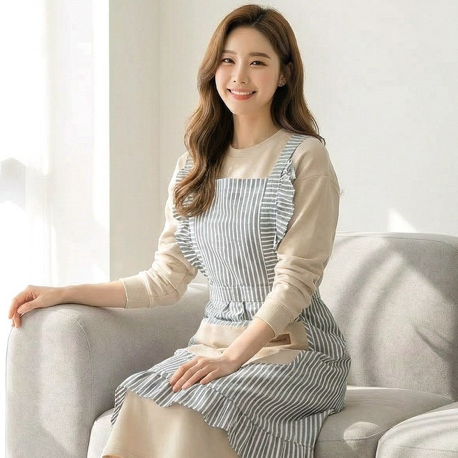 더메이크 레이스 예쁜 여성 타올 주방 앞치마, 1개, 블루