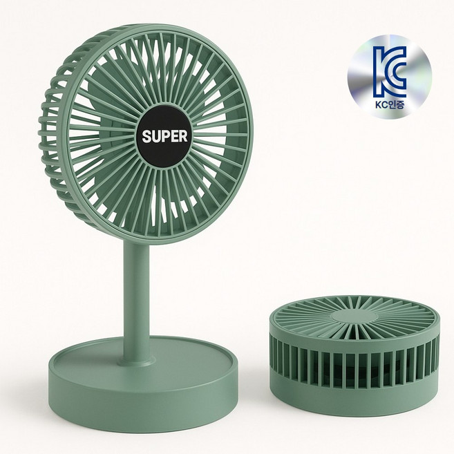 더루마 무선 탁상용 선풍기 저소음 접이식 BLDC, 세이지그린