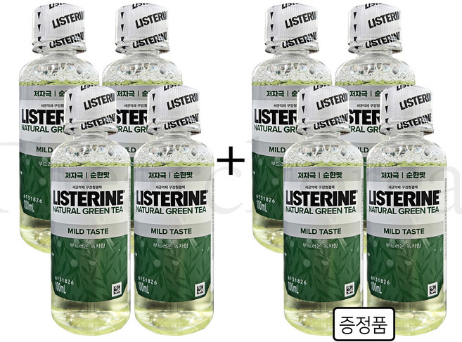 리스테린 내추럴 그린티 마일드 구강청결제, 100ml, 8개