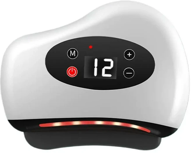 전기 마사지기 구아샤 온찜질 눈 마사지기 돌 가열 진동 스크래핑 목 얼굴 레프, 01 white